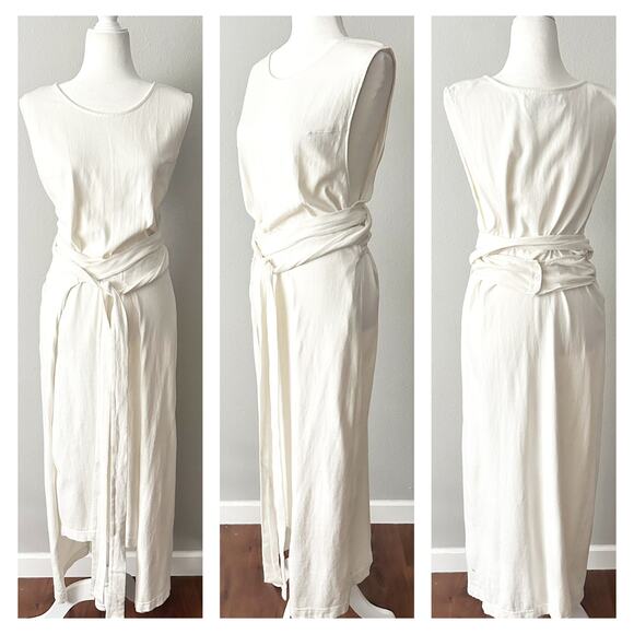 Free People Beach 100% Cotton Wrap Midi Dress Swim Cover-up women’s size large - Picture 1 of 12